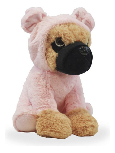 Peluche Perro Pug Disfrazado 25 Cm Color Rosa