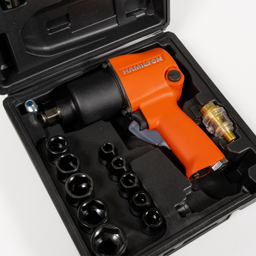 Imagen 3 de 10 de Llave Pistola Impacto Neumatica Hamilton 1/2 Kit 17 Pz 610nm Cod. Hn30k Dgm