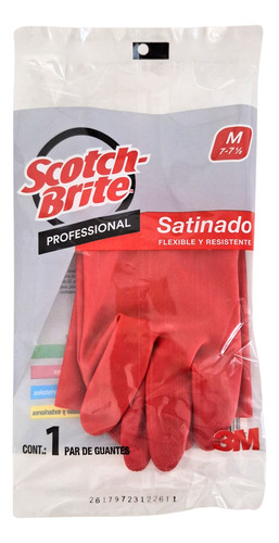 Guante Satinado Scotch-brite Rojo Mediano 7-7 1/2 C/24 Rojo