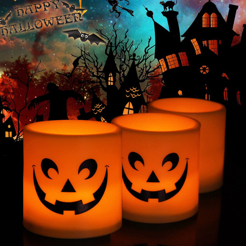 Luz De Té Led Sin Llama De Calabaza De Halloween, 6 Piezas