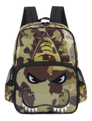 Mochila Escolar Infantil G Luxcel Is37741up-mr Dinossauro Cor Marrom