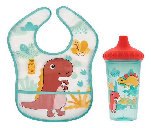 Kit Babador Infantil Impermeável E Copo De Treinamento 300ml