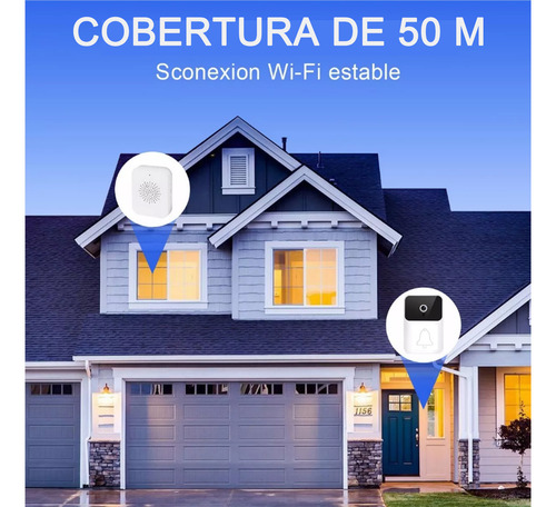 Timbre Inteligente Inalámbrico Con Cámara 1 Transmiso 1 Rec Wifi Control De App Videollamadas Interactivas En Tiempo Real