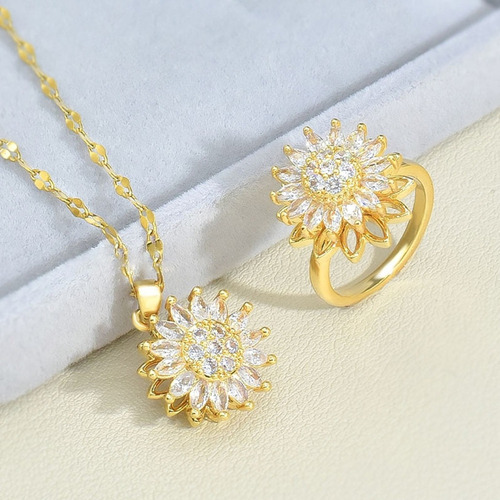 (a) Collar De Girasol Con Colgante De Circonitas Giratorias
