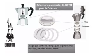 Repuestos Kit 3 Empaques Y Filtro Cafetera Bialetti 6 Cups