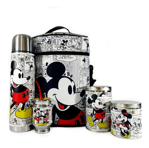 Imagen 1 de 8 de Equipo De Mate Completo Mickey Minnie Cuero Set Kit Matero