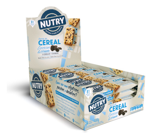 Barra De Cereais Nutry Cookies E Cream Caixa C/24 Unidades