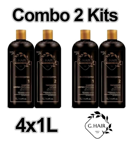 Super Combo 2x Kit G.hair Escova Marroquina 4x1 L