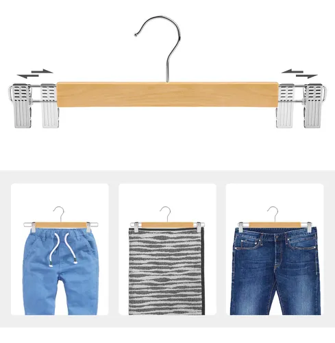 Paquete De 12 Perchas De Madera Para Pantalones Songmics Con