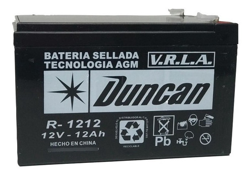Imagen 1 de 5 de Bateria 12v 7a Agm Duncan Ups/alarmas/lamparas/ R-1270a