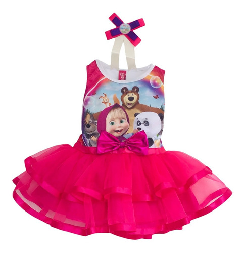 Vestido Disfraz Bebé Niña Masha Y Oso Fiesta Cumpleaños Rosa Bonito Tutu