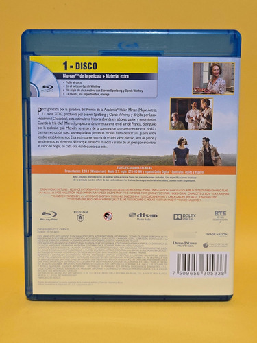 Bluray / Un Viaje De Diez Metros / Helen Mirren / Hundred (Usado)