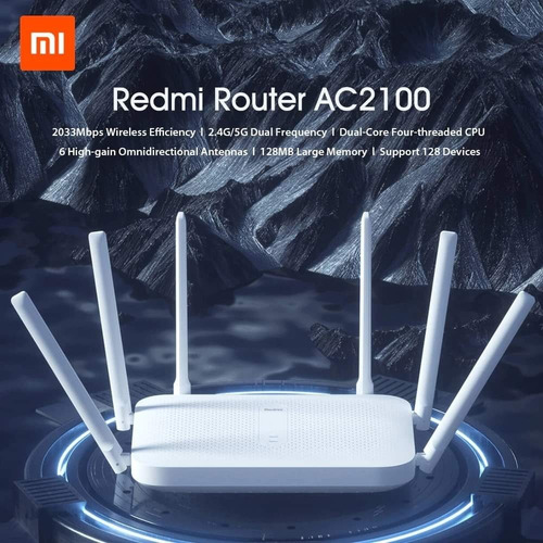 Imagen 2 de 8 de Router Xiaomi Redmi Ac2100 6 Antenas Gygabit D. Band 2033mbp