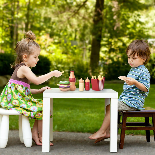 Juego De Comida De Madera Para Niños, Set Hamburguesas Jugue Color