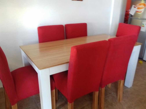 Imagen 3 de 9 de Juego De Comedor, Mesa Exten Color Paraiso+6 Sillas Chenille
