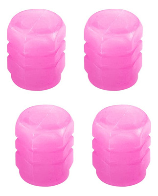 Tapas De Válvula O Gusanillo Fluorescente Neón Fucsia X4