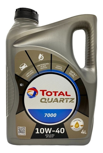 Aceite Total Quartz 7000 10w40 X 4 Litros Semi-sintético