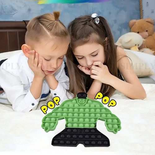 Imagen 7 de 7 de Fidget Pop It Burbujas Antiestrés Push Diseño Hulk Verde