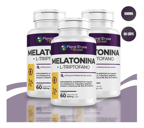 Melatonina 210 + L-triptófano + magnesio 500 mg 60 cápsulas sabor sin sabor