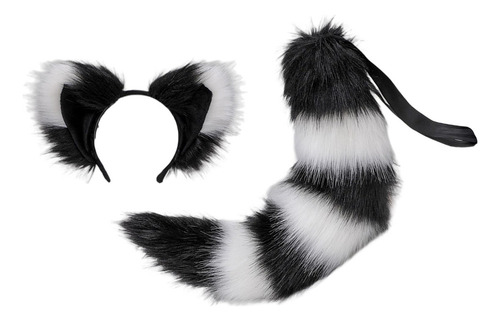 2024 Diadema Con Orejas De Gato De Peluche, Cola Grande,