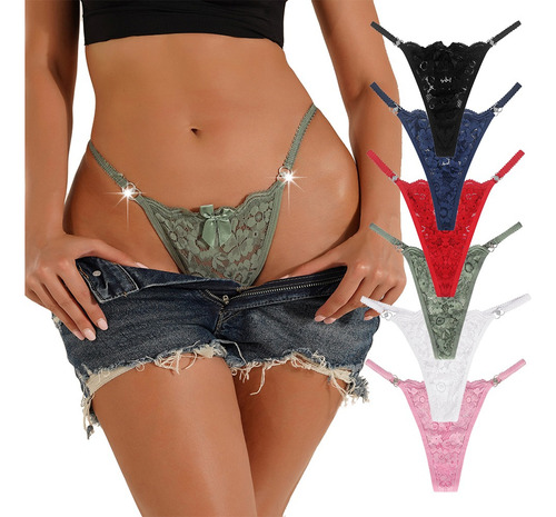 ` Bragas For Mujer Tangas Encaje Sexy Cintura Baja 6 Piezas