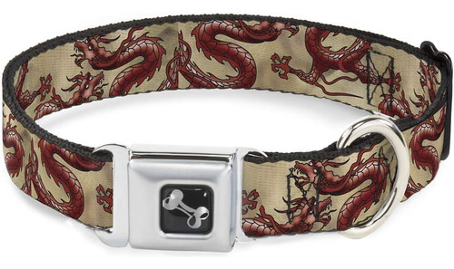 Buckle Down Perro Con Hebilla Cinturon Marron Dragones Pulga