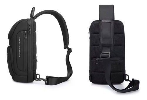 Mochila Transversal Pequena Bolsa Ombro Shoulderbag Cor Preto Desenho Do Tecido Liso Premium