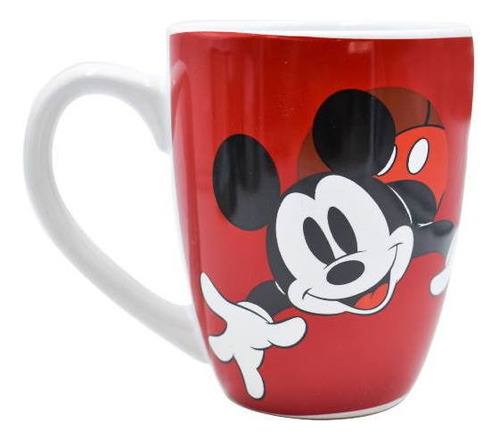 Taza Mickey Mouse Cerámica Roja Con Caja 500 Ml