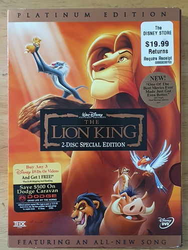 Dvd El Rey Leon Edicion Especial De 2 Discos 2003 Original (Usado)