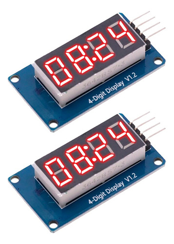 2 Piezas De Modulo Led 4 Digitos Display 7 Segmentos Tm1637
