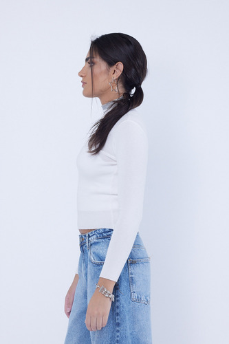 Media Polera Tejida Sweater Fino Mujer Scombro