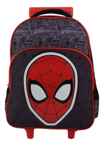 Mochila Infantil Escolar Con Ruedas Spiderman - Intek Color Negro