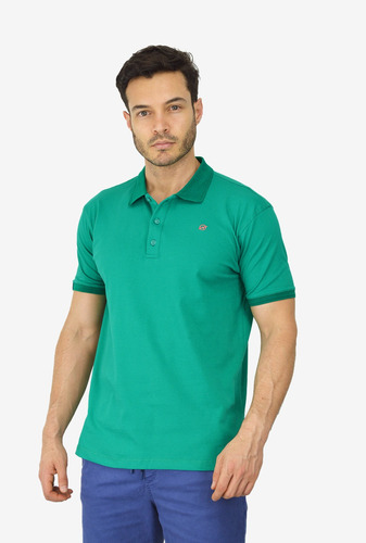 Camiseta Tipo Polo Para Hombre Verde Cpb06