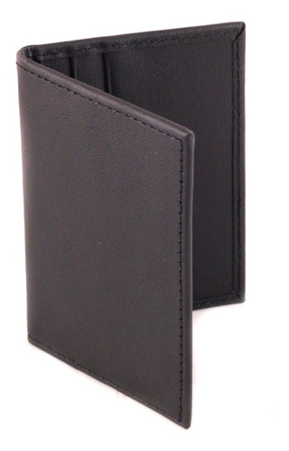 Tarjetero Hombre De Piel Genuina Cuero, Porta Tarjetas Negro