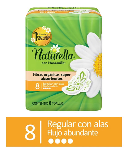 Toalla Higiénica Naturella Normal Suave Con Alas 8 Un