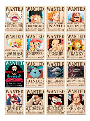 One Piece 30 Posters Yonkou Y Gold Roger Envio Gratis Wanted