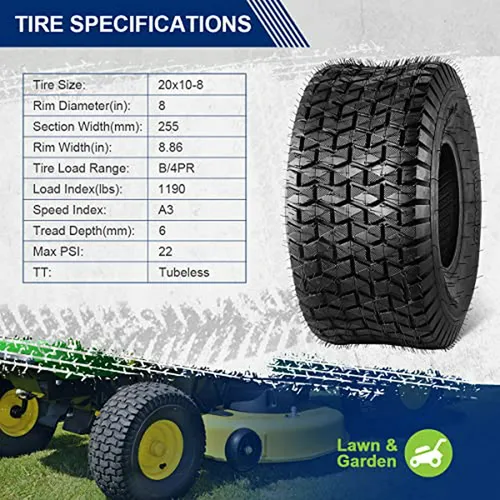 Llantas Para Cortacésped Maxauto Fox V1 20x10.00-8, Set De 2