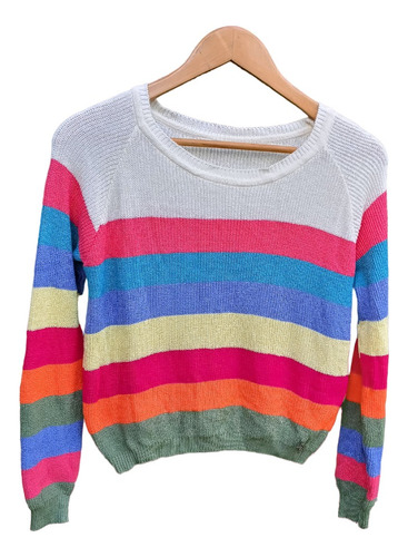Sweater Rayado Corto Colores, Manga Larga