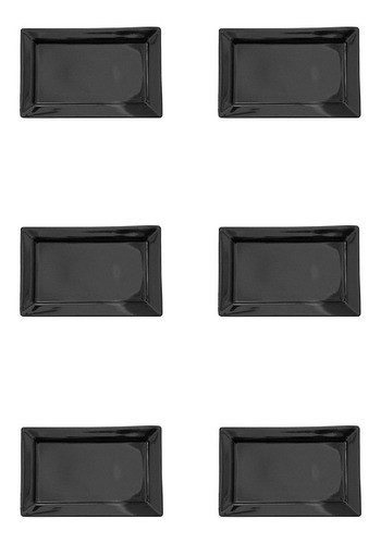 Plato Postre Rectangular Negro X6 Oxford Bazar Colucci
