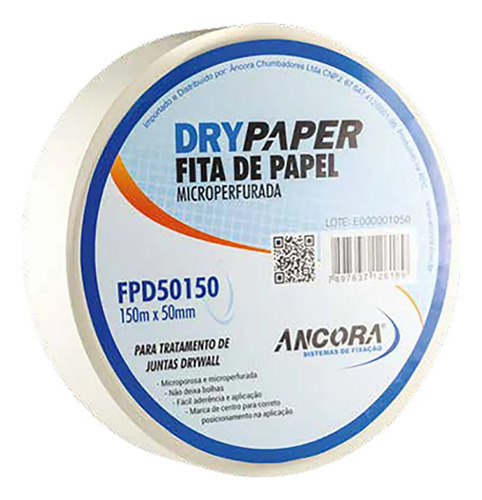 Fita Papel Micro Perfurada Cor Branca Lisa