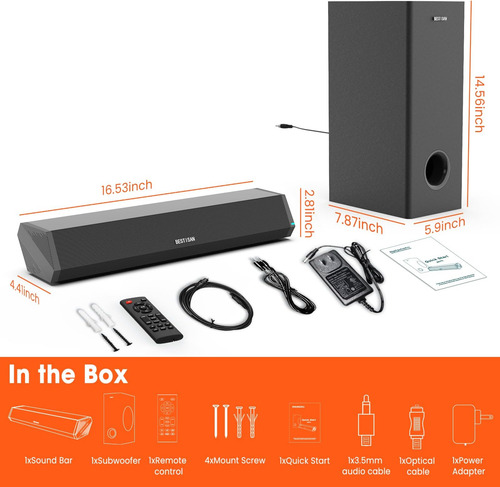 Bestisan Barras De Sonido Para Tv Con Subwoofer, Barra De So