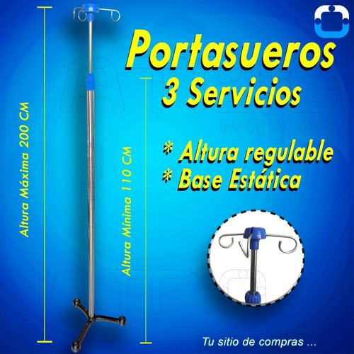 Imagen 1 de 1 de Porta Sueros Hospitalario 3 Servicios Base Metálica $25