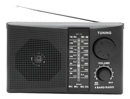 Radio Am / Fm Multibandas Recargable A Pilas Y Corriente 18r