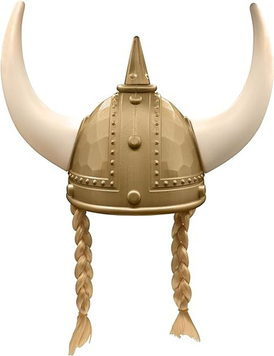 Casco Vikingo Dorado Para Adultos Con Y Trenzas Sombrero Gue