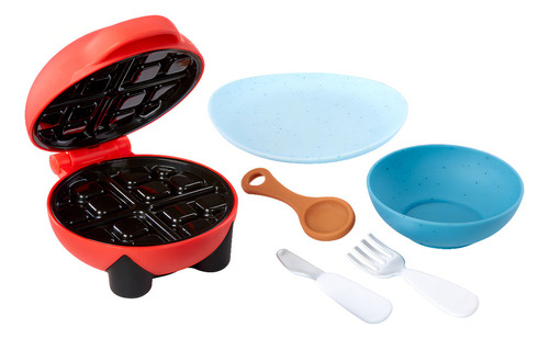 Little Tikes Creative Chefs Kit de Waffles - Set de Cocina Infantil con Arena Make-It! Mix, Máquina de Waffles Realista, 18 Accesorios y Mesa de Juego Plegable, No Comestible