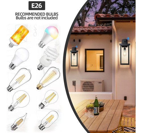 Lámpara De Montaje En Pared Para Exteriores Con Sensor De At