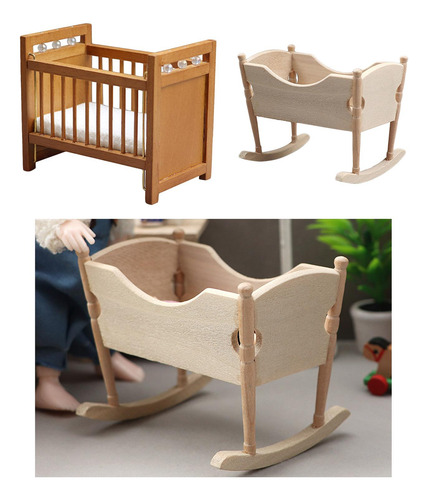 1:12 Dollhouse Cradle Diy Craft Room Decor Accesorios