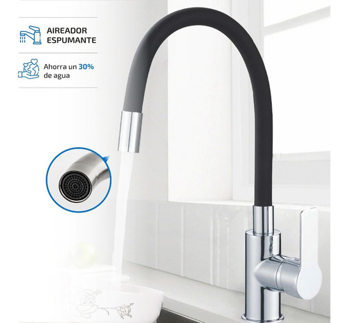 Imagen 5 de 9 de Griferia De Cocina Canilla Monocomando Lavatorio Cuello Goma