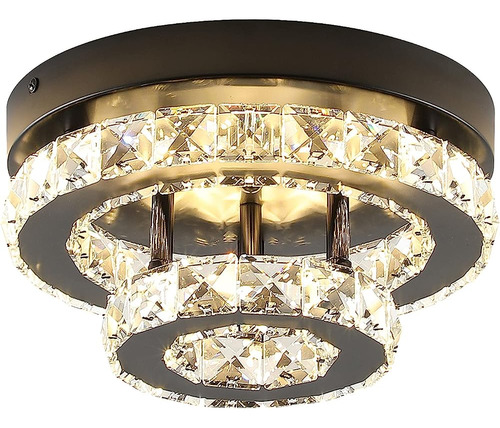 Ecobrt Mini Crystal Chandeliers Modern Black Flush Mount Cei