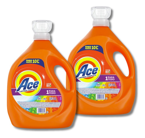 2 Pack Ace Detergente Liquido Ropa 5 Lt